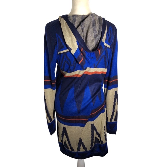 Derek Aztec print lightweight open front long sweater Sz M/L - Picture 3 of 4